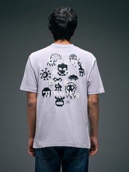 Flying Machine - Men Lavender Graphic Printed Digitopia Relaxed T-shirt