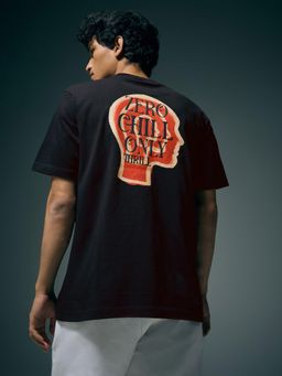 Flying Machine - Men Black Graphic Printed Relaxed Fit T-shirt