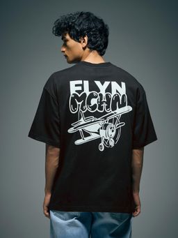 Flying Machine - Men Black Graphic Printed Oversized Fit T-shirt