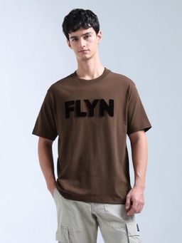 Flying Machine - Men Brown Brand Appliqued Relaxed Fit T-shirt