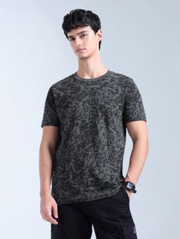 Flying Machine - Men Grey Abstract Printed Essentials T-shirt