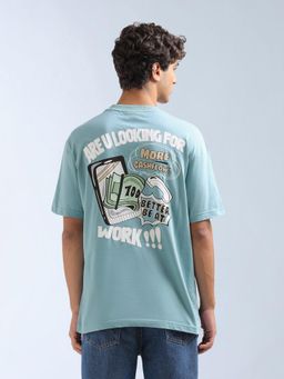Flying Machine - Men Blue Graphic Printed Relaxed Fit T-shirt