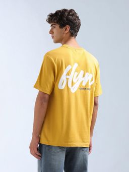 Flying Machine - Men Yellow Text Printed Relaxed Fit T-shirt