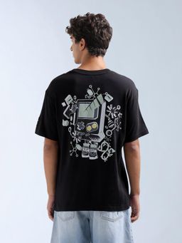 Flying Machine - Men Black Graphic Printed Relaxed Fit T-shirt