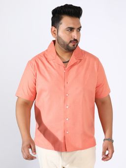 Instafab Plus - Heathered Casual Shirt - Orange