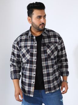 Instafab Plus - Tartan Plaid Casual Shirt - Blue