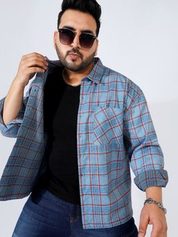 Instafab Plus - Graph Check Casual Shirt - Blue