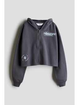 H&M - Cropped print-detail hoodie