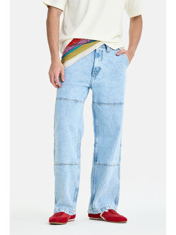 Snitch - Men Blue Solid/Plain Cotton Jeans