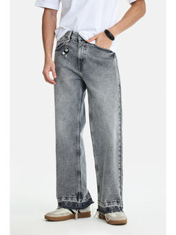 Snitch - Men Grey Textured Cotton Jeans