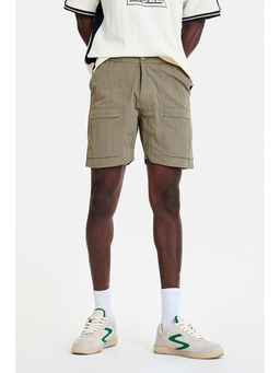 Snitch - Men Khaki Textured Nylon Shorts