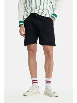 Snitch - Men Black Textured Nylon Shorts