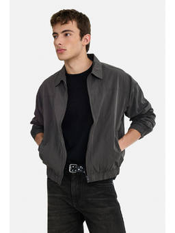 Snitch - Men Grey Solid/Plain Nylon Jacket