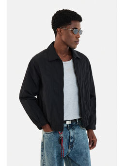 Snitch - Men Black Textured Nylon Jacket