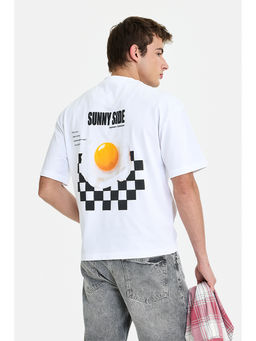 Snitch - Men White Graphic Cotton T-Shirt
