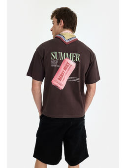 Snitch - Men Brown Typography Cotton T-Shirt