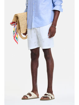 Snitch - Men White Self Design Cotton Shorts