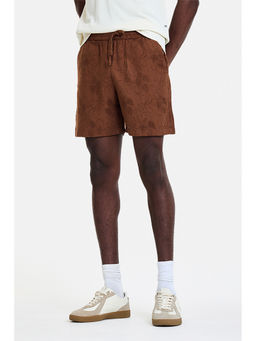 Snitch - Men Brown Self Design Cotton Shorts