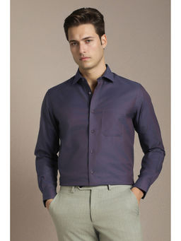 Louis Philippe - Men Purple Solid/Plain Cotton Shirt