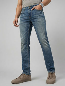 Spykar - Men Blue Solid/Plain Cotton Jeans