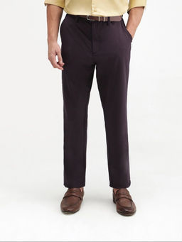 Rare Rabbit - Men Purple Solid/Plain Polyester Trouser