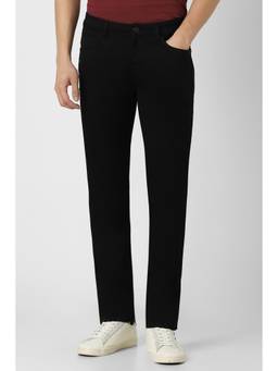 Van Heusen - Men Black Mid Waist Straight Slim Fit Jeans