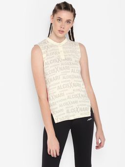 Alcis - Women Off-white Grey Printed Pure Cotton Top