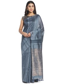 Fabindia - Grey Hand Woven Silk Sari