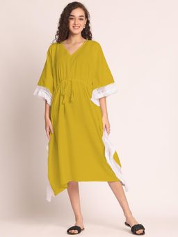 AOBA - Women V-Neck Kaftan Midi Dress