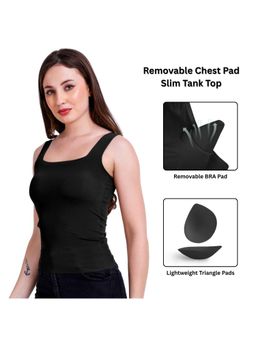 CareDone - Womens Black Padded Camisole with Built-In Support