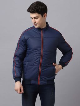 Urbano Fashion - Mens Dark Blue Full Sleeve Zippered Puffer Jacket