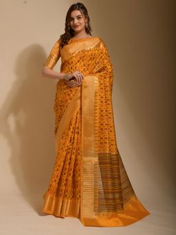 Odette - Mustard Art Silk Designer Saree with Unstitched Blouse