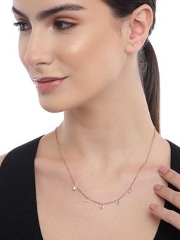 Carlton London - 18Kt Rose Gold Plated with Cz Necklace