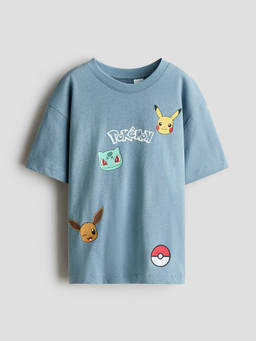 H&M - Boys Blue Oversized Printed T-Shirt