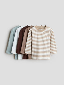 H&M - Boys Multi-Color 5-Pack Cotton T-Shirts