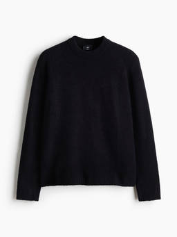 H&M - Men Black Regular Fit Brushed Jumper