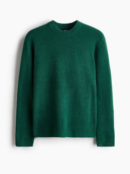 H&M - Men Green Regular Fit Brushed Jumper