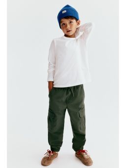 H&M - Boys Green Cotton Cargo Joggers