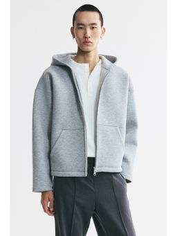 H&M - Men Grey Oversized Fit Scuba Zip-Through Hooded Jacket