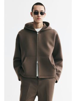 H&M - Men Brown Oversized Fit Scuba Zip-Through Hooded Jacket