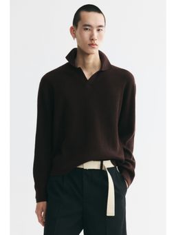 H&M - Men Brown Relaxed Fit Knitted Polo T-Shirt