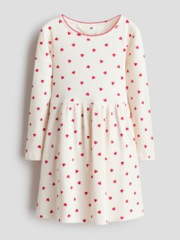 H&M - Girls White Printed Cotton Dress