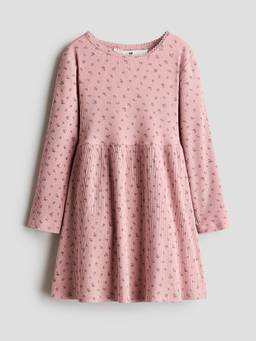 H&M - Girls Pink Printed Cotton Dress
