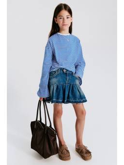 H&M - Girls Blue Flared Denim Skirt