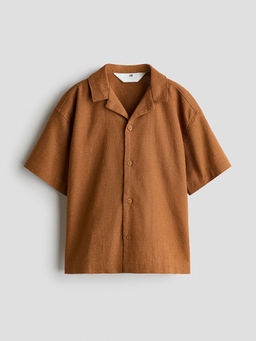 H&M - Boys Brown Linen-Blend Resort Shirt