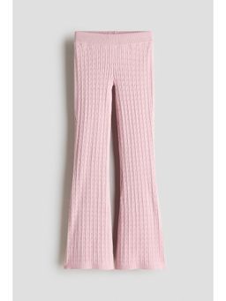 H&M - Girls Pink Flared Cable-Knit Leggings