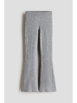 H&M - Girls Grey Flared Cable-Knit Leggings