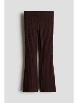 H&M - Girls Brown Flared Cable-Knit Leggings