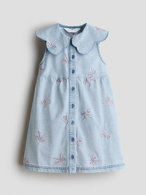 Buy H&M Girls Blue Embroidered Denim Shirt Dress (1.5-2 Years) Online
