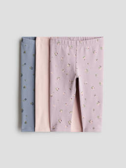 H&M - Girls Multi-Color 3-Pack Cotton Leggings